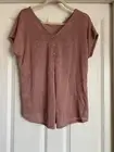 New Small Mauve Pink Loose Knit Rayon Blend Short Sleeve Lightweight Sweater Top