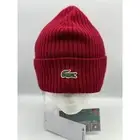 LACOSTE RIBBED WOOL BEANIE DARK RED RB3502
