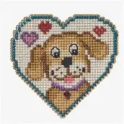Springtime Paws Cross Stitch Ornament Kit - Puppy Love Beaded Bouquet MH182315