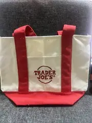 Trader Joe's Mini Canvas Tote Bag Red NEW F15
