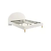 Foret Bed Frame Double Wooden Mattress Base Arched Sleep Beds Platform Fabric