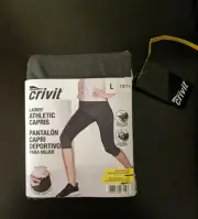 Crivit woman athletic capris size 12 - 14 key pocket polyester spandex gray