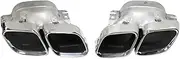 304 Stainless Steel Quad Car Exhaust Tips Replacement Compatible For Benz C63 W206 S206 2022 2023 Muffler Tailpipe Nozzle(Silver)