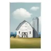 White Barn with Hay Stacks Wall Plaque Art by Lucca Sheppard