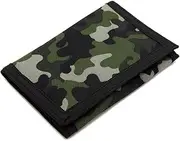 [AI-DEE] RFID Trifold Canvas Outdoor Sports Wallet for Kids - Front Pocket Wallet with Magic Sticker, camouflage, Small, Novelty