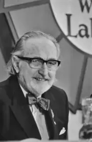 British politician Hugh Jenkins at a Labour press conference 1970s OLD PHOTO