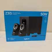 Brand New Logitech Z313 Computer Tv Speaker Black 50watt Easy Set Up
