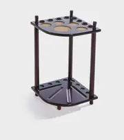 Dark Walnut Corner Pool Snooker Billiard Cue Stand Rack Holds 8 Cues