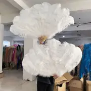 13Bone Ostrich Feathers Fan 100CM 130CM Dance Props Plumages Fan Foldable Crafts