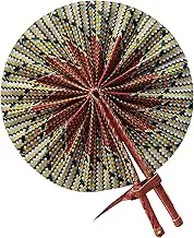 ANAN African Kente Print Folding Handheld Hand Fan Hand-Crafted