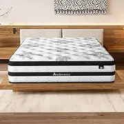 Audreamy Athens Double Mattress 34cm Euro Top 7-Zone Pocket Spring Hybrid Innerspring Memory Foam High Resilience Breathable Enhanced Edge Stability Vacuum Sealed Medium Firm