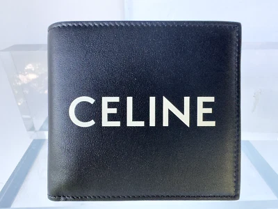 New Celine Men's Wallet Credit Card Black Bi-fold Leather