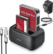 ORICO Dual Bay Hard Drive Enclosure USB 3.2 Gen1 Hard Drive Docking Station for All Standard 2.5" and 3.5" HDD/SSD Up to 40 TB with 12V 3A Power Supply, Tool-Free and UASP Supported (DD28C3)