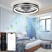 Low Profile Ceiling Fan with Light and Remote Bladeless Bedroom Ceiling Fan with
