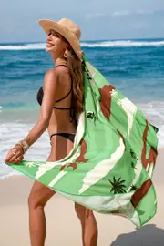 Cupshe Lagoon Wrap Tropical Cover-Up Sarong - Green,F