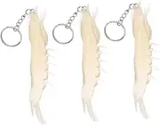 3pcs Simulated Food Keychain Keychain Fake Shrimp Props Charms for Bag Fake Shrimp Model Charms for Backpack Realistic Keychains Backpack Pendant Pvc Grey