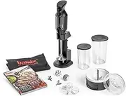 Bamix Specialty Grill & Chill BBQ Immersion Blender Set includes 200W Hand Blender (Black), 4x Blade Attachments, Wet & Dry Processor & Accessories, Black