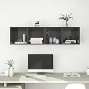 Wall Cabinets 4 pcs High Gloss Grey 37x37x37 cm Engineered Wood,Floating Wall Cabinet with Storage and Display Function for Home Decoration Wall Shelves, Home Decor