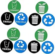 WOFASHPURET Garbage Can Stickers 12 Pack Self-Adhesive Recycle Bin Decals PVC Material Easy to Apply for Waste Sorting in Setting