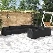 Generic 10 Piece Garden Lounge Set with Cushions Poly Rattan Black,3102776