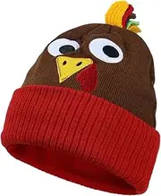 [WARRIOO] Hat Wear, Thanksgiving Turkey Knit Hats for Party and Holiday Fun Knit Caps Festive Turkey for Thanksgiving, Triangular Mouth, 4-5, Triangular Mouth, 4-5