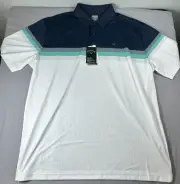 Callaway Mens Polo Shirt Short Sleeve Peacoat Stripe White Blue Opti-Dri Golf