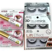 3 sets Ardell Lashes & 2 Kiss Strip Lash Adhesives | 3d Faux Mink, Lift Effect