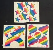 Lot Of 3 Vintage 80’s LISA FRANK Rainbow Striped Stickers