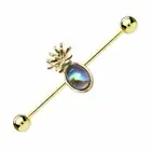 P2GO Gold 316L Industrial with Pineapple Pendant with Simulated Opal Stone