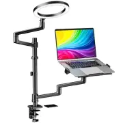 WALI Laptop Desk Mount, Laptop Stand for Desk with 10" LED Ring Light 3 Color...