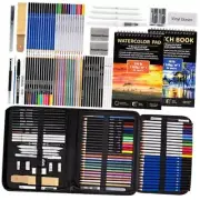 Art Supplies Drawing Pencils Set - 76 Pack Pro Sketching Kit with Sketchbook &