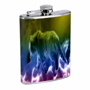 Abstract Rainbow Tiger E1 Flask 8oz Stainless Steel Hip Drinking Whiskey