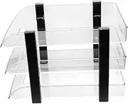 HOMSFOU Office Desk Organizer Multi Use File Rack and Paper Holder Transparent Storage Tray for Documents Letter Sorting and Desk Accessories for Home Office