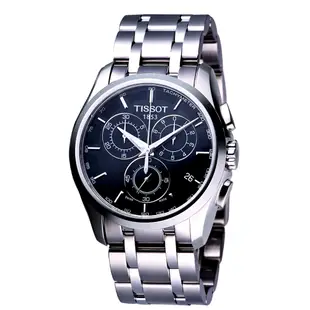 TISSOT 天梭 官方授權 Couturier 建構師系列計時腕錶 送禮推薦-黑/39mm T0356171105100