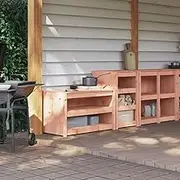 Storage Cabinet, Patio Bar Cabinet, Outdoor Kitchen Cabinets 2 pcs with Open Compartments for Garden, Courtyard, Kitchen, Easy Assemble, 106 x 55 x 64 cm, Brown
