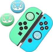 Switch Thumb Grip Caps Joystick Cap for Nintendo Switch & Lite Animal Crossing Cute Little Bear Design (2 PCS Green & Blue), Soft Silicone case for Joy-Con Controller
