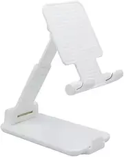 Foldable Phone Stand for Desk - Height Adjustable Cell Phone Holder Portable Cellphone Cradle Desktop Dock for Mobile Phone & Tablet (White)