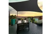 Instahut Shade Sail 4x6m Rectangle 280GSM 98% Black Shade Cloth