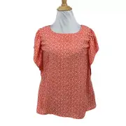Banana Republic Top Womens S Small Multi Print Ruched Flutter Sleeve Blouse