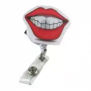 Pop Outs Spring Loaded Retractable Id Badge Lanyard (Smile-Teeth-Lips)