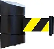 Retractable Queue Barrier Belt, 5m/10m Belt Length Wall Mounted Retractable Belt Ribbon Barrier with Striped Caution Belt for Separated Region Crowd Control for Management(Balck Yellow,5M)