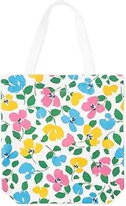 [Kate Spade New York] Cute Canvas Tote Bag for Women, Canvas Beach Bag, Book Tote with Pocket (Painterly Bouquet), Painterly Bouquet
