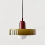 TONFON Mid Century Chandelier Colorful Glass Shade Pendant Light Vintage Iron Glass Ceiling Light Fixture for Kitchen Island Dining Room Bedroom Hallway Bar Living Room Hanging Light(E,35cm)