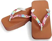 Hajime(一歩) [One Step] [Hajime] Geta Clogs, Soft and Water Resistant, Sponge 10.6 inches (27 cm), BR/Large Flower 3, Large Flower 3 (Flower 3/27), flower 3, 27.0 cm