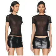 NWT ALEXANDER WANG Black Short Sleeve Tee With Stacked Wang Hotfix $275 S