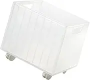 under Desk Book Case with Casters with Wheels Modern Organizing Movable Storage Bin under Desk Book Organizer for Living Room, Clear