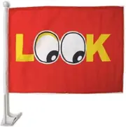 Look Red 12"x18" Car Flag ROUGH TEX® Knit Double Sided
