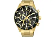 Lorus Chronograph RM330JX9 Black Dial Gold Stainless Steel Unisex Watch