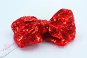 Xhilaration Hair Pin Hair Clip Ribbon Bow Red Sequin Shiny Women's Teens Girls