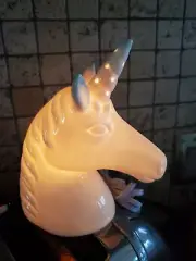 NWT UNICORN Ceramic Night Light Lamp Figurine Target Pillow-fort White Plug In